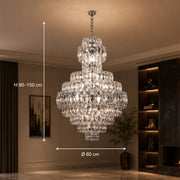Lustre en cristal WINDSOR Grande Supremo 14xE14, diamètre 60X90cm, chrome brillant, hauteur réglable - 01_CC800-600X900CH.png