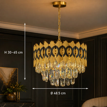 PIERREFONDS Lustre Elégance en Cristal 8x E14, Diamètre 48,5 cm, Or Brillant, Hauteur Réglable - 01_CC8942-500.png