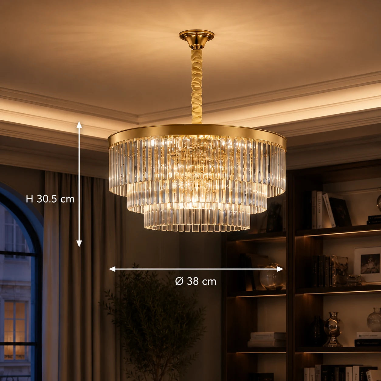 CHAMBORD Lustre en Cristal Nobile 5xE14, Diamètre 38cm, Or Mat - 01_CC930-400GD.png
