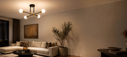 Lustre moderniste Gentile, 4x E27, noir et or, design moderne - 01_LC362-4BKGD.png