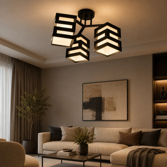VANJA Lustre avec Abat-Jour Carré, 3 X Douille E27 Blanc / Noir - 01_LC890-3.png
