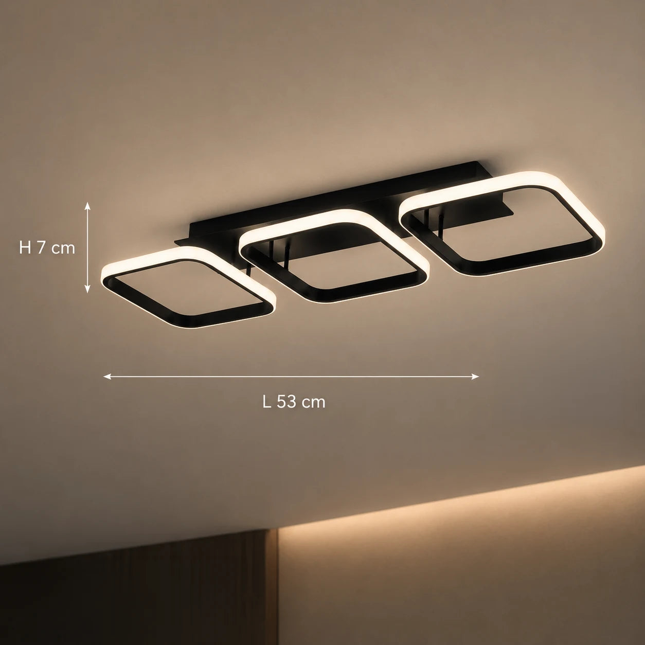 Lustre LED VERTEX 34W, 3 carrés, Linéaire, Lumière Froid/Chaud/Neutre, Noir - 01_LL770-3BK.png
