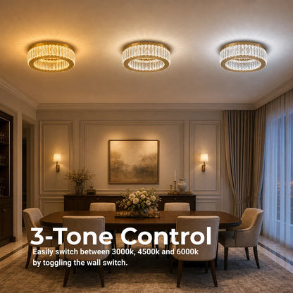 Lustre LED avec télécommande et cristal VERTUS 31W, 50cm, Cercle, Lumière Froide/Chaude/Neutre, Dimmable, Or - 01_LLC150-500GD.png