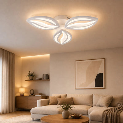 Lustre LED avec télécommande ORCHID 40W, 3 Pétales, Lumière Froide/Chaude/Neutre, Dimmable, Blanc