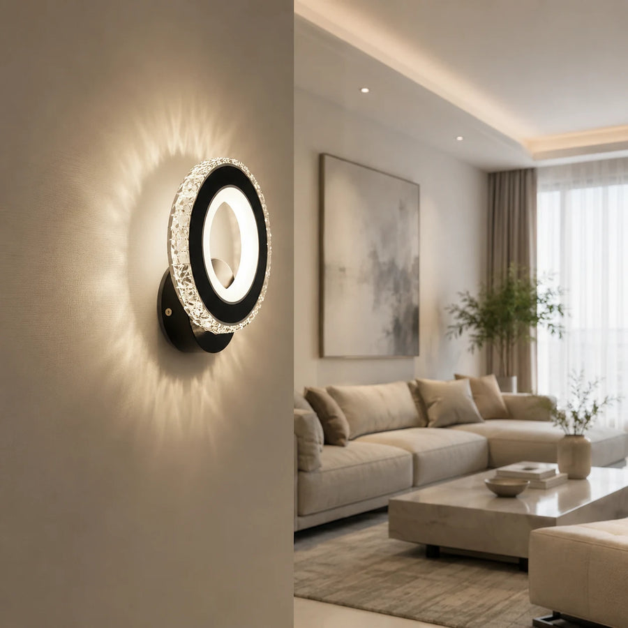 Applique LED NOVA Rotonda, 16W, Noir & Acier Inox, Lumière Chaude/Froide/Neutre - 02_AL073-1BK.png
