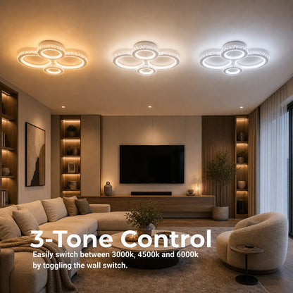 Lustre LED avec télécommande et cristal NOVA ROTONDA RGB 82W, 4 Cercles, Lumière Froid/Chaud/Neutre, Dimmable, Blanc - 02_LT073-4WH.png
