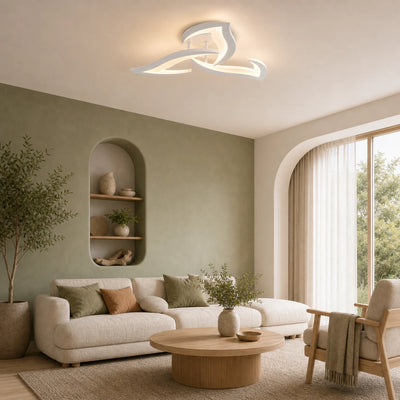 Lustre LED avec télécommande LOTUS 32W, 3 pétales, Lumière Froide/Chaude/Neutre, Dimmable, Blanc