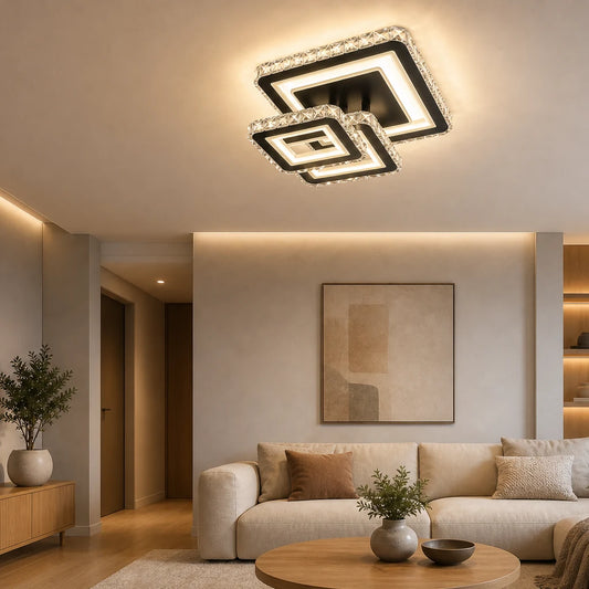 Lustra LED cu telecomanda si cristal LEILA 88W, 3 Patrate, lumina Rece/Calda/Neutra, Dimabila, Negru Crom Lucios - 03_LT078-3BK.png