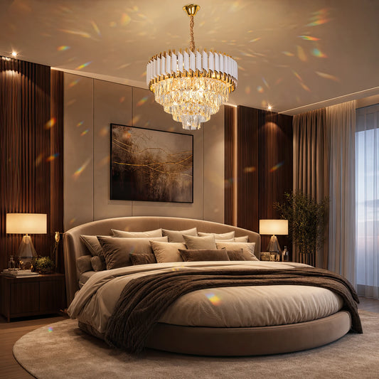 Lustre Cristal VERSAILLES Elegance 8x E14, Diamètre 50cm, Or Brillant et Blanc, Hauteur Réglable - 04_CC900-500WH.png