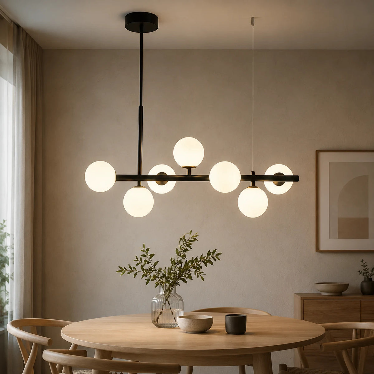 Lustre à ampoule moderne LOFT Pavilion, 7x G9, noir, métal, hauteur réglable - 04_LC800-7BK.png