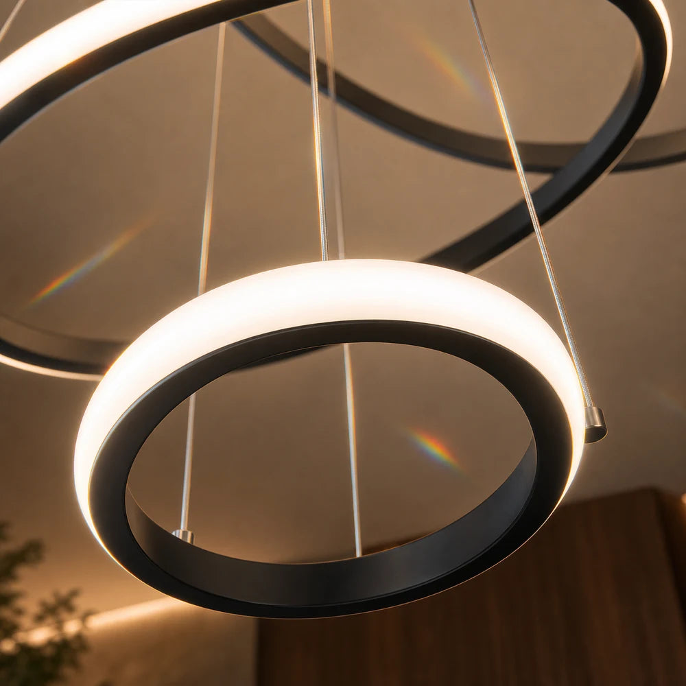 Lustre suspendu LED RICCI 81W, 3 Cercles, Lumière Froid/Chaud/Neutre, Noir, Hauteur réglable - 04_LL104-3BK.png