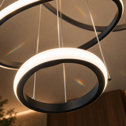 Lustre suspendu LED RICCI 81W, 3 Cercles, Lumière Froid/Chaud/Neutre, Noir, Hauteur réglable - 04_LL104-3BK.png