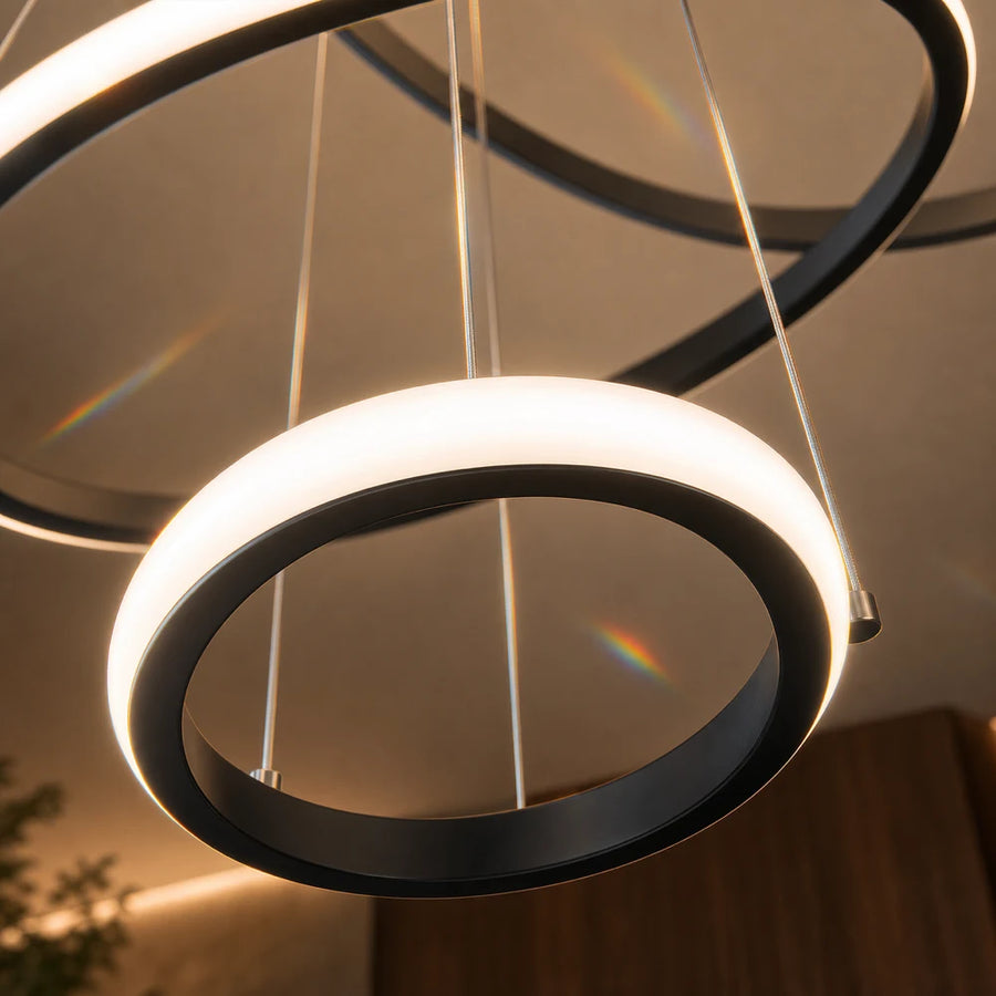 Lustre suspendu LED RICCI 81W, 3 Cercles, Lumière Froid/Chaud/Neutre, Noir, Hauteur réglable - 04_LL104-3BK.png