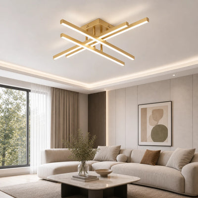 Lustre LED avec télécommande LINEX, 53W, lumière 3000K/4000K/6000K, variable, doré