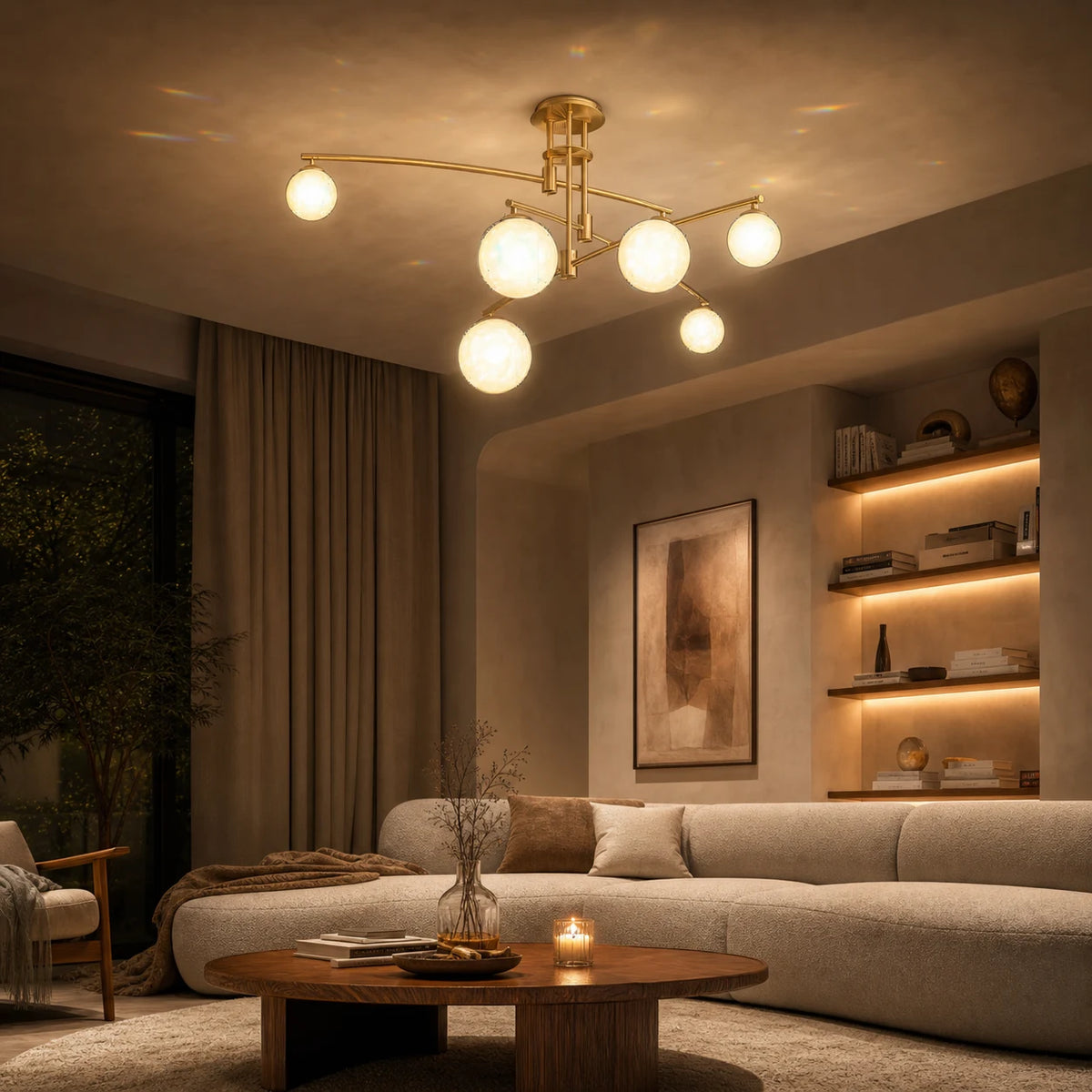 Lustre avec abat-jour rond, Dôme PENTHOUSE, 6x G9, Or, Métal - 06_LC825GD.png