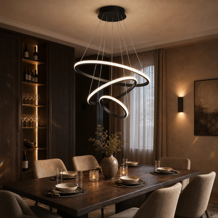 Lustre suspendu LED RICCI 81W, 3 Cercles, Lumière Froid/Chaud/Neutre, Noir, Hauteur réglable - 06_LL104-3BK.png