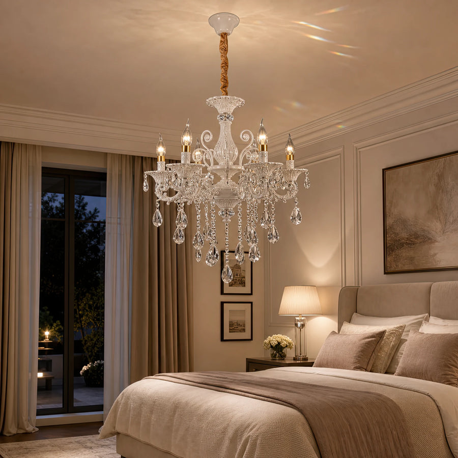 SANSSOUCI Lustre 6xE14 Cristal et Métal – Design Classique, Blanc Argenté - 07_CC220-6WH.png