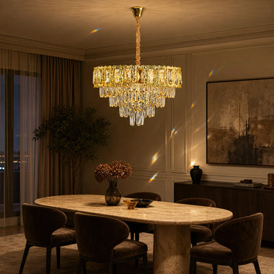 Lustre en cristal BELVEDERE Elegance 8xE14, diamètre 50cm, doré brillant, hauteur réglable