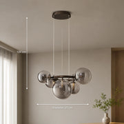 Lustre avec abat-jour rond, VENERE Zodiaco, 1 Cercle 5xG9, Métal, Noir, Hauteur réglable - 07_LC811-5.png