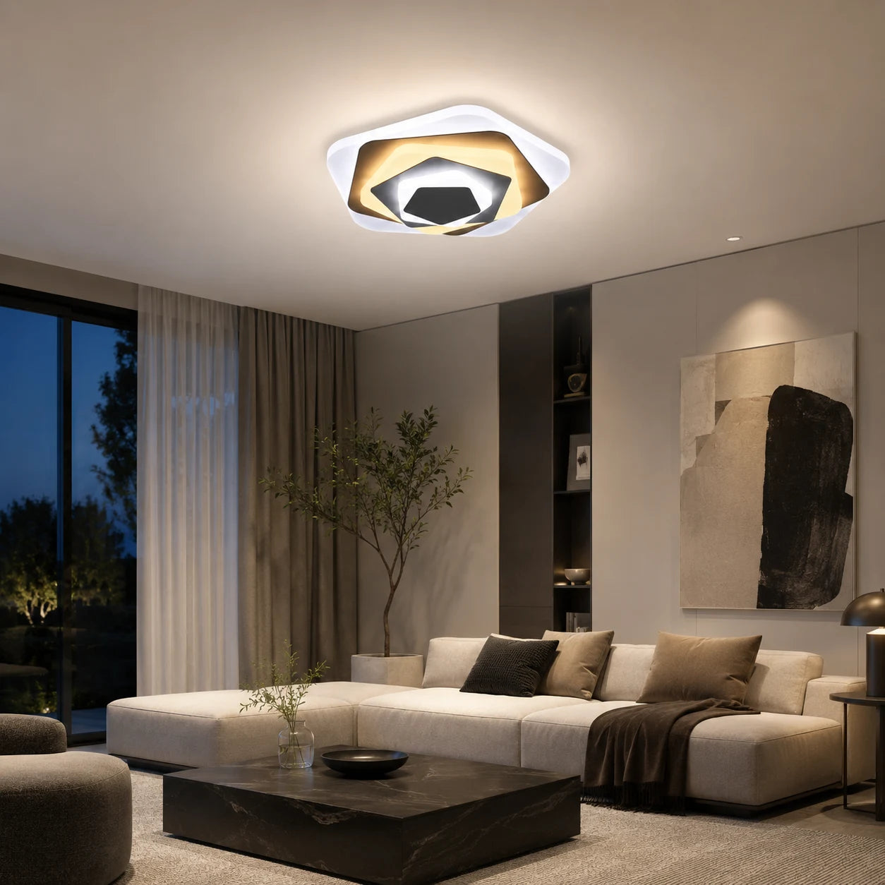 Lustre LED SIENA 40W, Diamètre 23cm, Lumière Froide/Chaude/Neutre, Blanc - 07_LL660WH.png