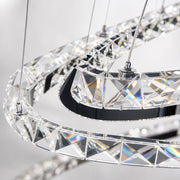 Lustre LED suspendu avec télécommande et cristal PRISM LUMINIS 79W, 3 Cercles, Lumière Froid/Chaud/Neutre, Dimmable, Chrome, Hauteur Ajustable - 07_LT029.png