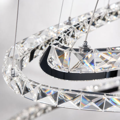 Lustre LED suspendu avec télécommande et cristal PRISM LUMINIS 79W, 3 Cercles, Lumière Froid/Chaud/Neutre, Dimmable, Chrome, Hauteur Ajustable - 07_LT029.png