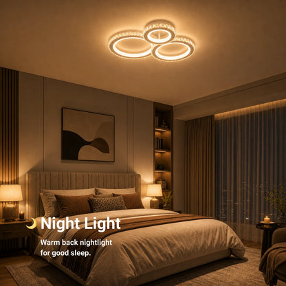 Lustre LED avec télécommande et cristal NOVA ROTONDA RGB 75W, 3 Cercles, Lumière Froid/Chaud/Neutre, Dimmable, Blanc - 07_LT073-3WH.png