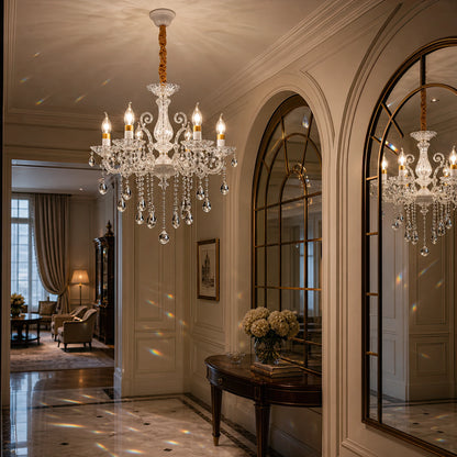 SANSSOUCI Lustre 6xE14 Cristal et Métal – Design Classique, Blanc Argenté - 08_CC220-6WH.png