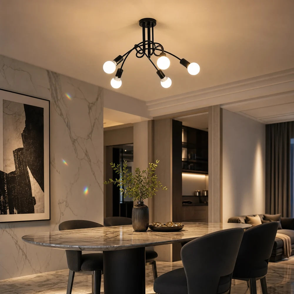 Lustre moderniste Penta 5, 5x E27, noir, design moderne - 08_LC366-5BK.png