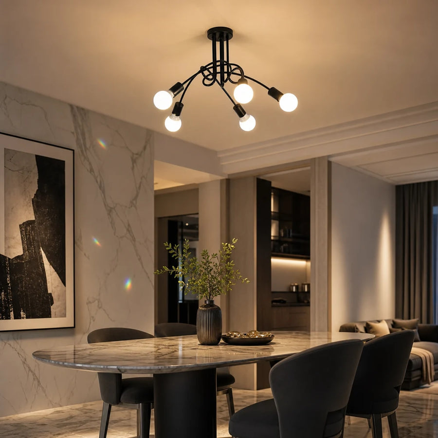 Lustre moderniste Penta 5, 5x E27, noir, design moderne - 08_LC366-5BK.png