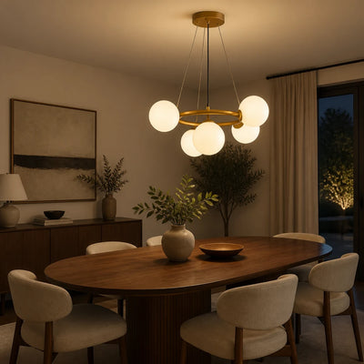 Lustre de chambre LOFT, 5x G9, or blanc, métal, hauteur réglable, moderne
