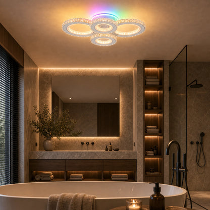 Lustre LED avec télécommande et cristal NOVA ROTONDA RGB 82W, 4 Cercles, Lumière Froid/Chaud/Neutre, Dimmable, Blanc - 08_LT073-4WH.png