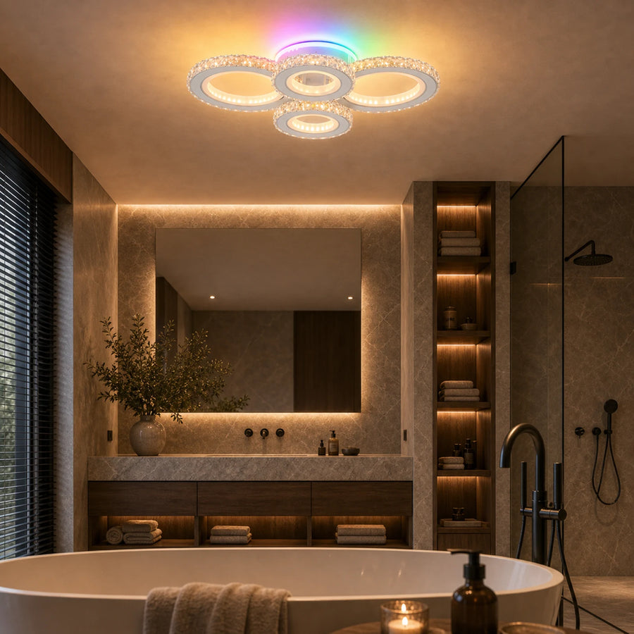 Lustre LED avec télécommande et cristal NOVA ROTONDA RGB 82W, 4 Cercles, Lumière Froid/Chaud/Neutre, Dimmable, Blanc - 08_LT073-4WH.png