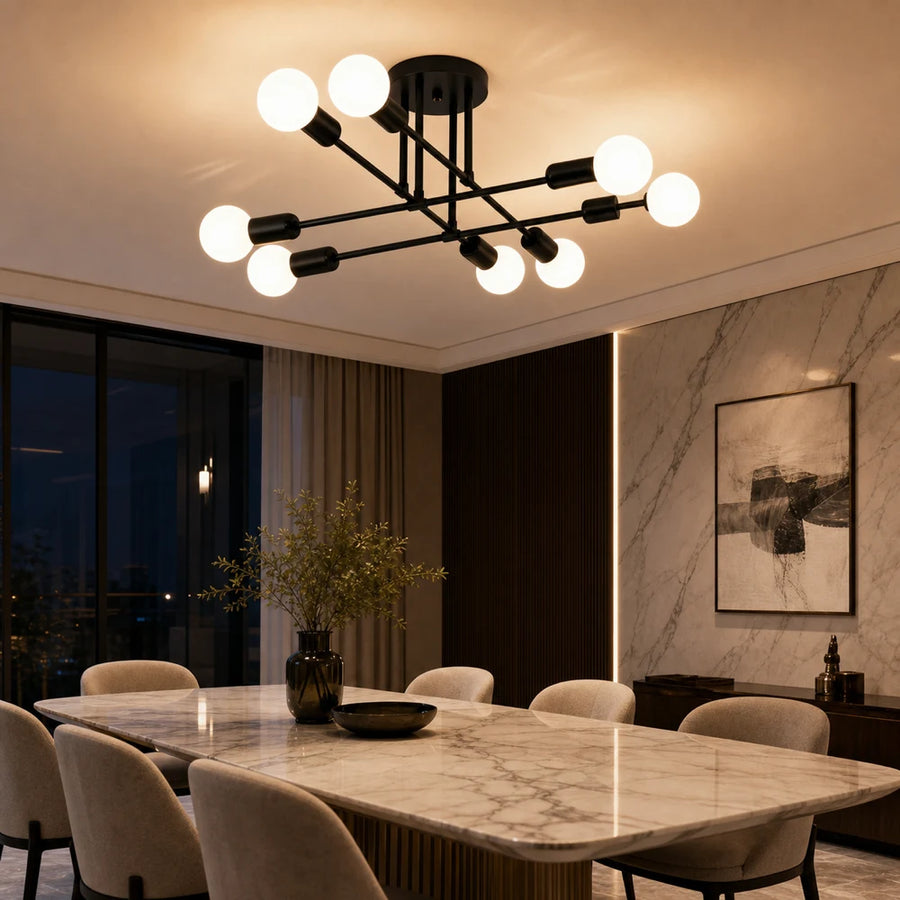 Lustre Octa moderniste classique, 8x E27, noir, design moderne, métal, sans abat-jour - 05_LC360-8BK.png