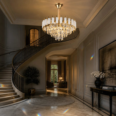 Lustre en Cristal VERSAILLES Nobile 5xE14, diamètre 40cm, Or Brillant et Blanc
