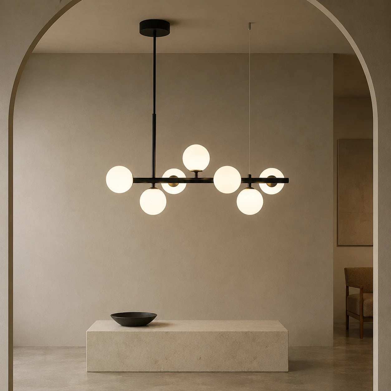 Lustre à ampoule moderne LOFT Pavilion, 7x G9, Noir, Métal, Hauteur réglable - 09_LC800-7BK.png