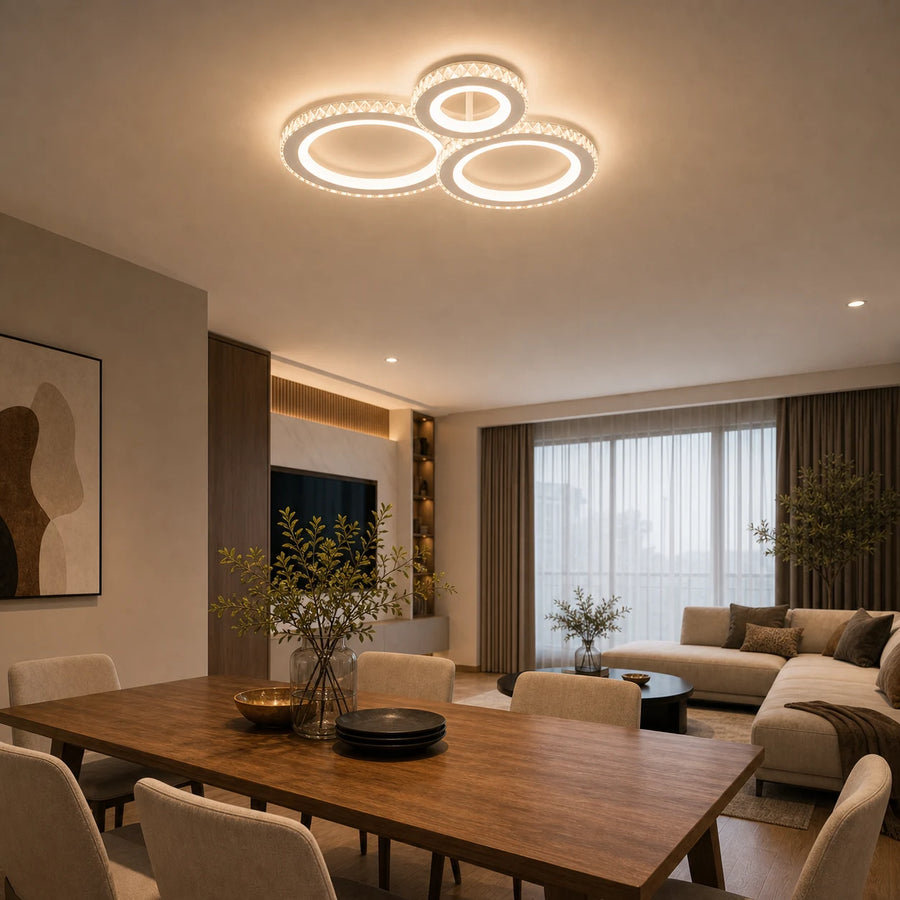 Lustre LED avec télécommande et cristal NOVA ROTONDA RGB 75W, 3 Cercles, Lumière Froid/Chaud/Neutre, Dimmable, Blanc - 09_LT073-3WH.png