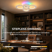 Lustre LED avec télécommande et cristal NOVA ROTONDA RGB 82W, 4 Cercles, Lumière Froid/Chaud/Neutre, Dimmable, Blanc - 09_LT073-4WH.png