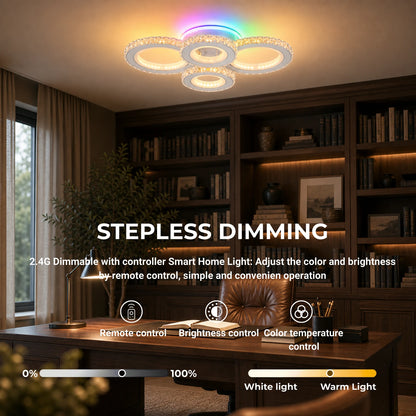 Lustre LED avec télécommande et cristal NOVA ROTONDA RGB 82W, 4 Cercles, Lumière Froid/Chaud/Neutre, Dimmable, Blanc - 09_LT073-4WH.png