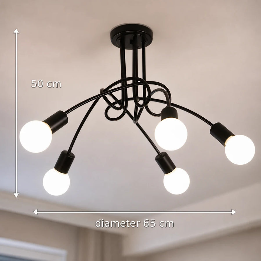 Lustre moderniste Penta 5, 5x E27, noir, design moderne - 10_LC366-5BK.png