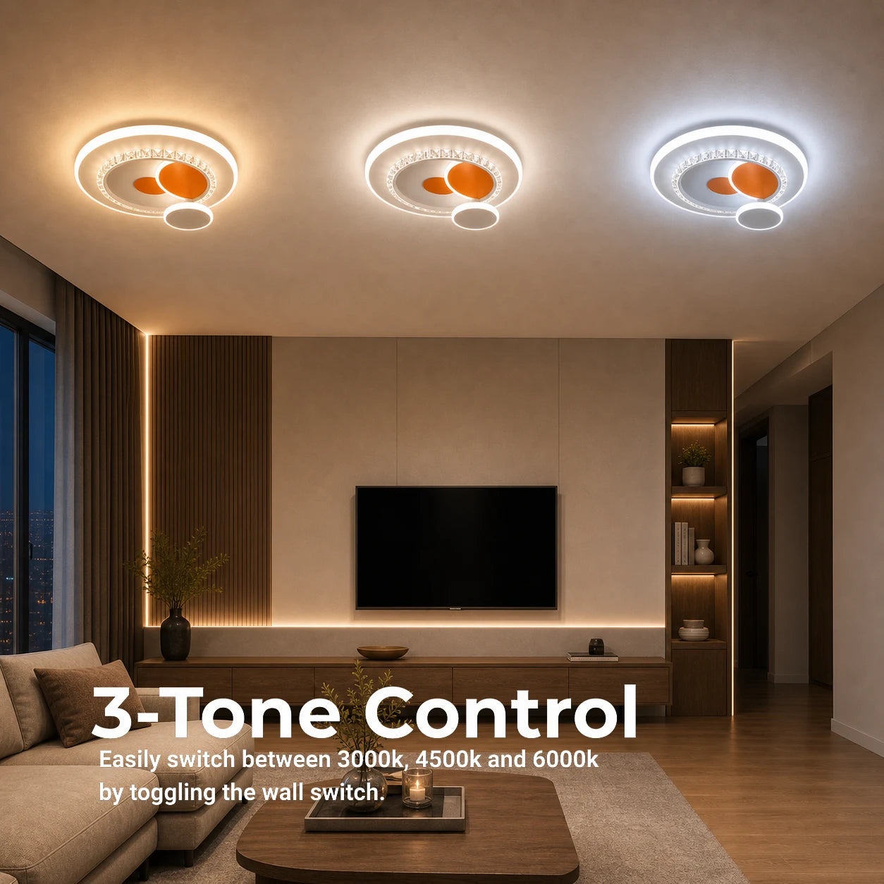 Lustre LED avec cristal HELIOX, 40W, 4 Cercles, Lumière Froid/Chaud/Neutre, Blanc - 10_LL653-300OR.png