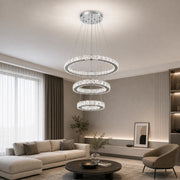 Lustre LED suspendu avec télécommande et cristal PRISM LUMORA 63W, 3 Cercles, Lumière Froid/Chaud/Neutre, Dimmable, Chrome Brillant, Hauteur Ajustable - 10_LLC131-3CH.png