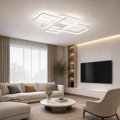 Lustre LED avec télécommande LANDYN 78W, Lumière Froide/Chaude/Neutre, Dimmable, Blanc