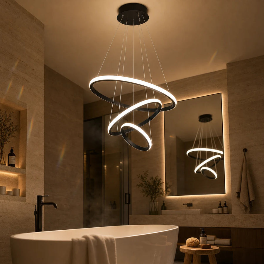 Lustre suspendu LED RICCI 81W, 3 Cercles, Lumière Froid/Chaud/Neutre, Noir, Hauteur réglable - 11_LL104-3BK.png