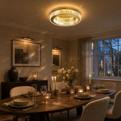 Lustre LED avec télécommande et cristal VERTUS 31W, 50cm, Cercle, Lumière Froide/Chaude/Neutre, Dimmable, Or
