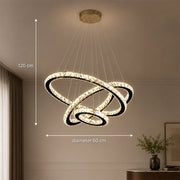 Lustre LED suspendu avec télécommande et cristal PRISM LUMINIS 79W, 3 Cercles, Lumière Froid/Chaud/Neutre, Dimmable, Chrome, Hauteur Ajustable - 11_LT029.png