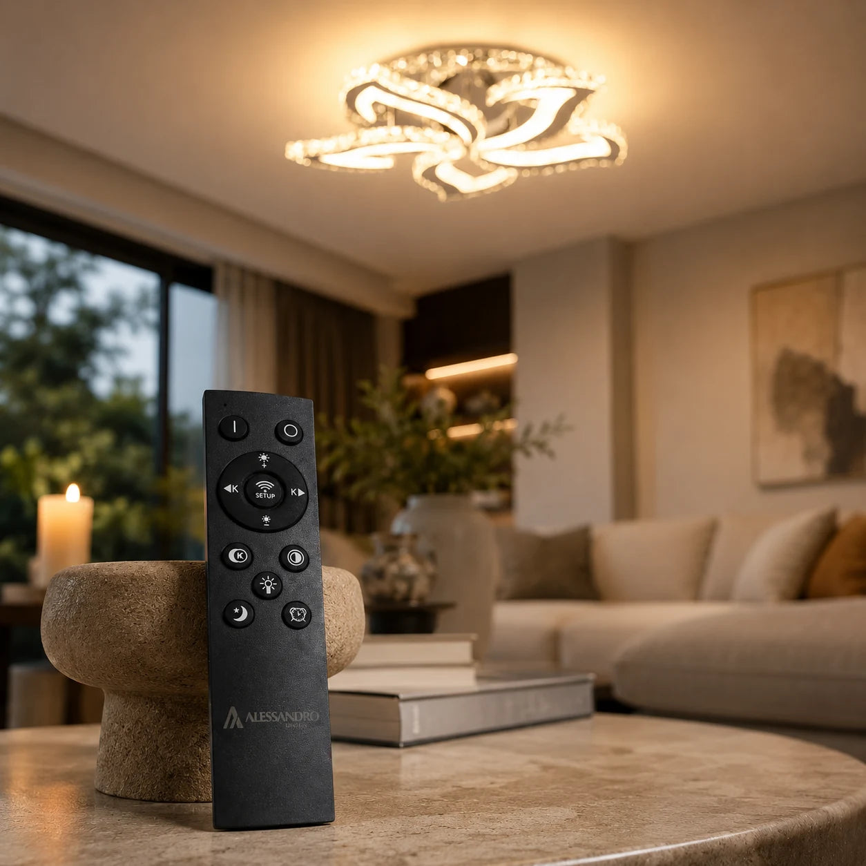 Lustre LED avec télécommande et cristal Alejandro RGB 88W, 5 Fleurs, Lumière Froide/Chaude/Neutre, Dimable, Chrome Brillant - 12_LT071-5.png