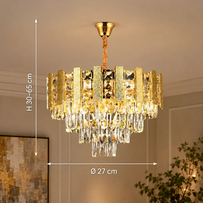 Lustre en Cristal PELES Petito 3xE14, Diamètre 27cm, Or Brillant, Hauteur Réglable - 14_CC8958 300GD.png