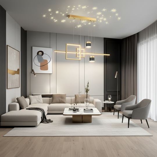 Lustre LED suspendu avec télécommande DENISSE 81W, Lumière Froide/Chaude/Neutre, Dimmable, Or, Hauteur réglable, 2233/4GD Lustres LED avec télécommande Default Title Alessandro Design