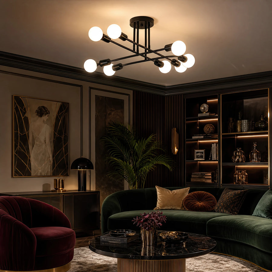 Lustre Octa moderniste classique, 8x E27, noir, design moderne, métal, sans abat-jour - 17_LC360-8BK.png